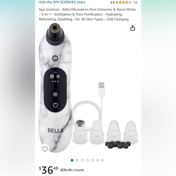 Spa Sciences Bella wet/dry Microdermabrasion Pore Extractor & Nano Mister NEW - Picture 2 of 4